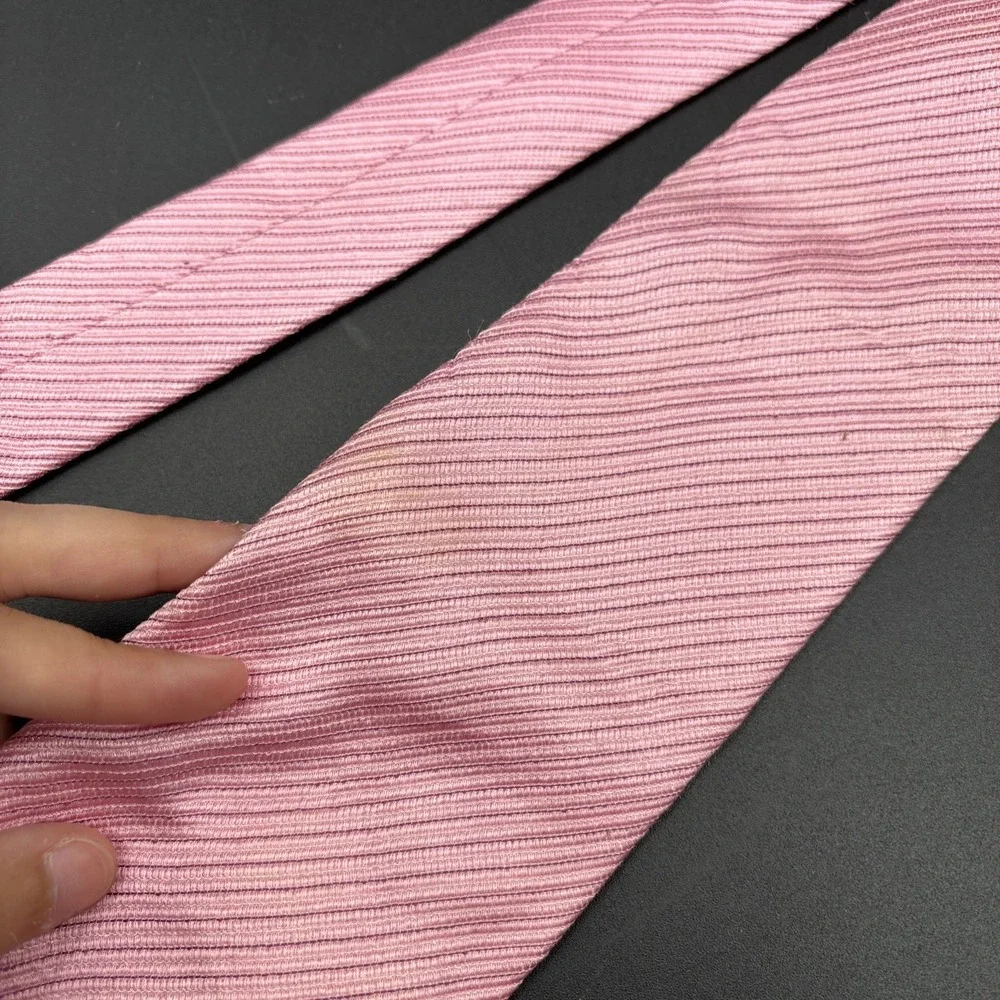 Giorgio Armani Mens 100% Silk Tie Handmade Necktie Striped Pink Italy READ